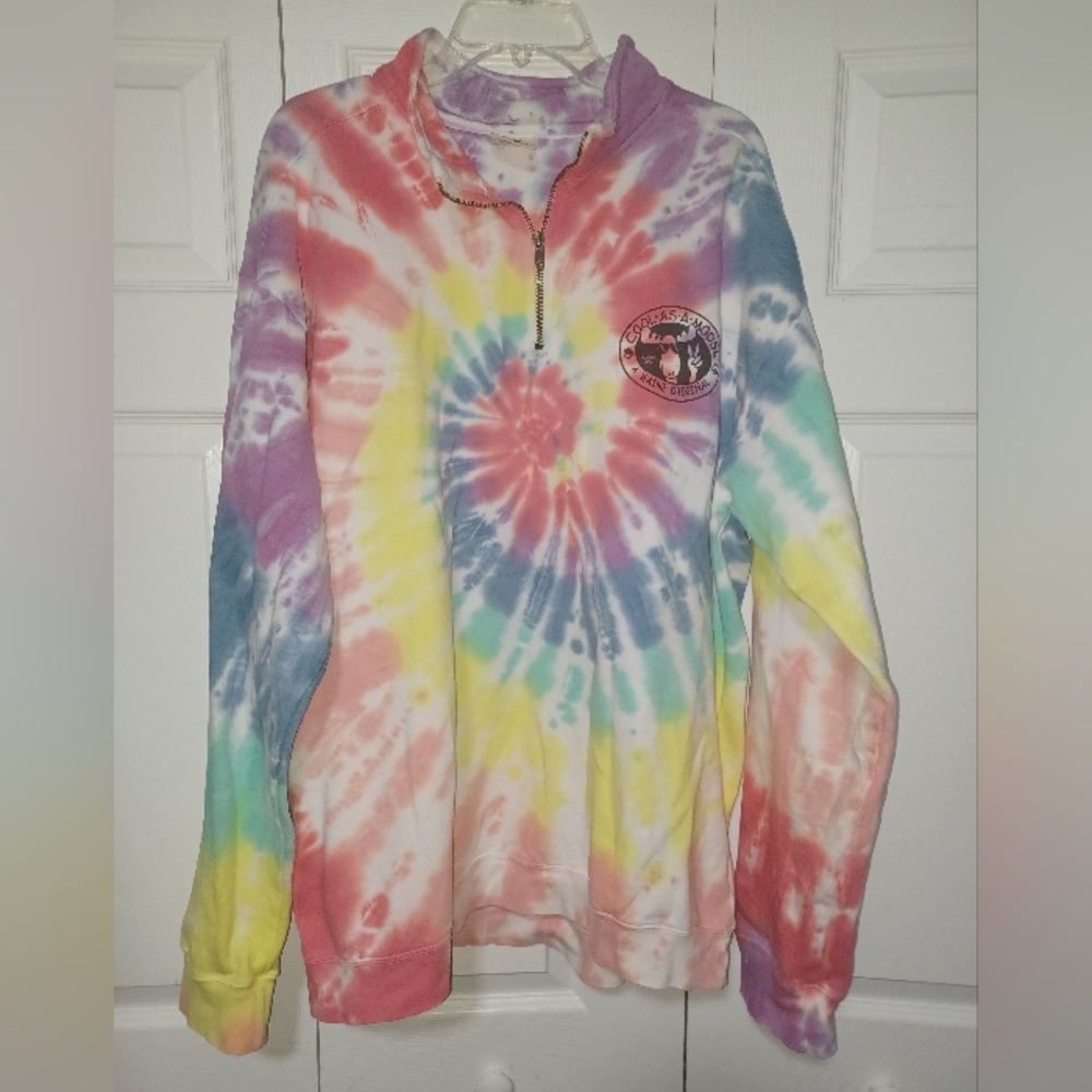 Cool As A Moose 1/4 Zip Custom Tye-Dye Sweatshirt size XL